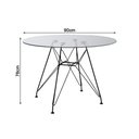 Ver imagem 3 de Mesa De Vidro Redonda 90Cm Com 4 Poltronas Pretas Ferro Preto Cor: Preto