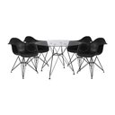 Ver imagem 1 de Mesa De Vidro Redonda 90Cm Com 4 Poltronas Pretas Ferro Preto Cor: Preto