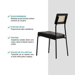 Conjunto 2 Cadeiras de Jantar Lux 1741 Carraro Grafite/Preto - 4