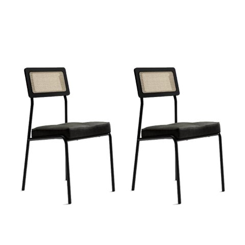 Conjunto 2 Cadeiras de Jantar Lux 1741 Carraro Grafite/Preto