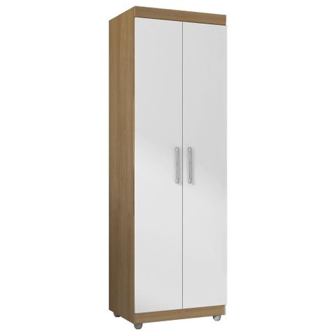 Armario Multiuso 2 Portas 190x60 Cm Sabrina Amendoa Branco Reajl Moveis
