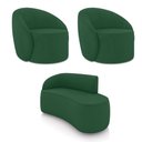 Ver imagem 1 de Sofá 2 Lugares Orgânico 140cm Morgan e 2 Poltronas Lua Veludo Verde D03 - D'Rossi