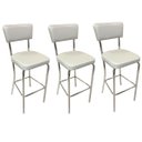 Ver imagem 2 de Conjunto 3 Banquetas Olivia Altura 65cm Bar Cozinha Cromada Assento Grosso Confortável Prata Encosto