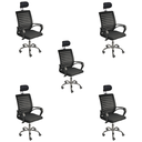 Ver imagem 1 de Kit 5 Cadeiras de Escritório Secretaria Diretor Roma Ergonômica com Apoio de Nuca