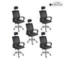 Ver imagem 3 de Kit 5 Cadeiras de Escritório Secretaria Diretor Roma Ergonômica com Apoio de Nuca