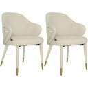 Ver imagem 1 de Kit 2 Cadeiras de Jantar Estofada Milano Design Italiano com Encosto Ergonômico - Creme/cinza