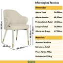 Ver imagem 3 de Kit 2 Cadeiras de Jantar Estofada Milano Design Italiano com Encosto Ergonômico - Creme/cinza