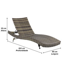 2 Espreguiçadeiras Bona e Mesa Grécia com Chaise em Alumínio - Piscina, Jardim, Área - Capuccino - 8