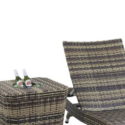 2 Espreguiçadeiras Bona e Mesa Grécia com Chaise em Alumínio - Piscina, Jardim, Área - Capuccino - 7