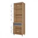 Ver imagem 4 de Paneleiro 3 Portas 1 Gaveta Torre Quente Nesher Condessa 70cm 100 MDF Carvalho-Titânio