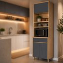 Ver imagem 2 de Paneleiro 3 Portas 1 Gaveta Torre Quente Nesher Condessa 70cm 100 MDF Carvalho-Titânio
