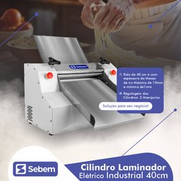Cilindro Laminador Elétrico Industrial de Massa, Pão, Pastel, Pizza 40cm Sebem - 2