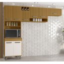 Ver imagem 3 de Cozinha Compacta Malta Nicho P/ Microondas Adega e Basculante - Freijó/ripado/off Acetinado Poliman
