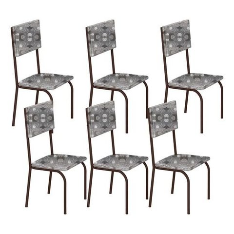 Kit 6 Cadeiras Ana Corino Paraopeba Tubo Marrom Cafe