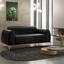 Ver imagem 2 de Sofá 3 Lugares para Sala de Estar Molino 180 Cm D02 Pés D'ouro Couríssimo Preto B-159 - Lyam