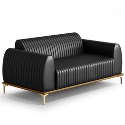 Sofá 3 Lugares para Sala de Estar Molino 180 Cm D02 Pés D'ouro Couríssimo Preto B-159 - Lyam - 1 Sofá 3 Lugares para Sala de Estar Molino 180 Cm D02 Pés D'ouro Couríssimo Preto B-159 - Lyam - 1