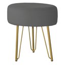 Ver imagem 1 de Puff Redondo para Quarto e Sala de Estar Tripe Base Ferro Dourado Veludo