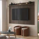 Ver imagem 5 de Rack com Painel para Tv até 75 Polegadas 3 Portas e Rodízios Dallas Imbuia/off White - Lukaliam