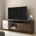 Ver imagem 2 de Rack com Painel para Tv até 75 Polegadas 3 Portas e Rodízios Dallas Imbuia/off White - Lukaliam