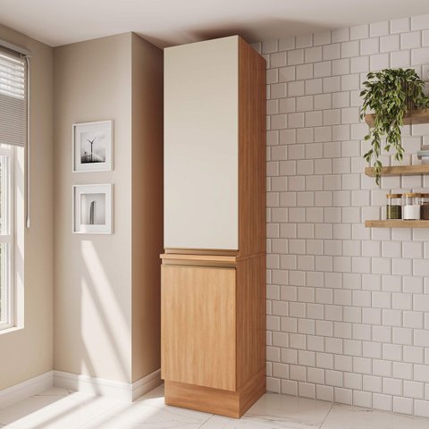 Paneleiro 2 Portas 50cm Aroeira CabeCasa MadeiraOriginals Marrom/Cinza Sereno/Cedro