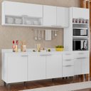 Ver imagem 1 de Armário de Cozinha com Tampo Cp02 240cm Pérola Branco Z34 - Mpozenato