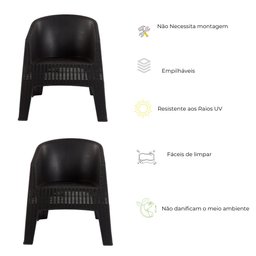 Poltrona Vime p/Jardim Varanda Ibiza Preta kit com 2 - 1