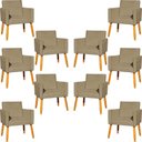 Ver imagem 1 de Kit 10 Poltronas Decorativa para Sala Nina Suede Cores Pé Palito 30cm Castanho - Nude, Suede