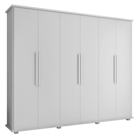 Guarda-roupa Casal Branco 6 Portas 4 Gavetas Canadá - Rv Móveis