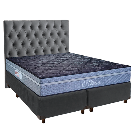 Kit Cabeceira + Cama Box + Colchão Queen Molas Ensacadas Petrus Paropas