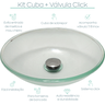 Cuba Vidro Transparente Lavatório Valvula Click Inox Pia - 6