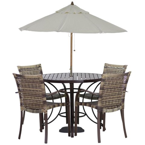 Conjunto de 4 Cadeiras Ascoli e Mesa com Ombrelone em Alumínio para Área, Piscina