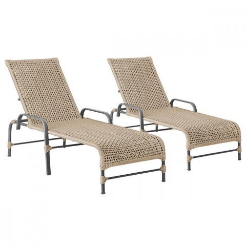 2 Espreguiçadeiras Reclinavel Catar Preto Corda Nautica Trama Original
