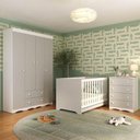 Ver imagem 1 de Quarto de Bebê Completo com Berço Americano 3 em 1 Realeza Multimóveis Mp4587 Branco/off White