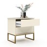 Mesa de Cabeceira Eva Estilo Industrial 60cm Off White/dourado - 2