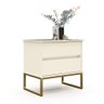 Mesa de Cabeceira Eva Estilo Industrial 60cm Off White/dourado - 3