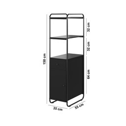 Estante com Porta Gaveta Criare Estilo Industrial Prateleiras Multiuso Escritório Alta Cor Preto - 8