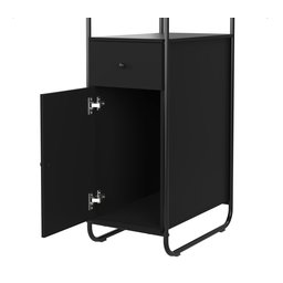 Estante com Porta Gaveta Criare Estilo Industrial Prateleiras Multiuso Escritório Alta Cor Preto - 5