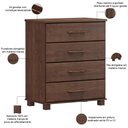 Ver imagem 3 de Cômoda para Quarto Closet 4 Gavetas Madeira Maciça Zahav F06 Café - Lyam Decor
