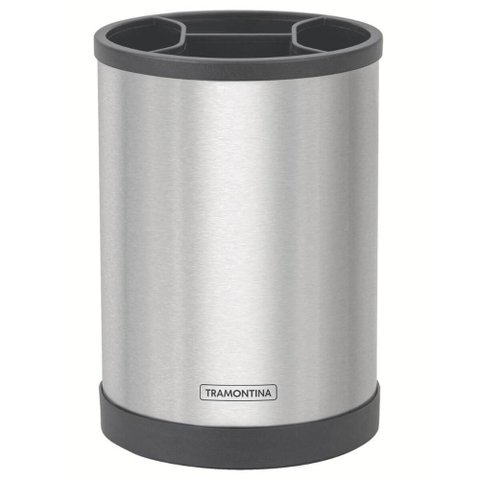 Porta Utensílios de Cozinha Inox Tramontina Giratório 12x17cm Organizador Talheres Plurale