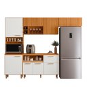 Ver imagem 2 de Jogo de Cozinha Compacta 4 Peças Sicilia 10 portas 1 Gaveta e Nicho -  Freijó UV/Off Acetinado/Ripad