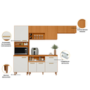 Ver imagem 3 de Jogo de Cozinha Compacta 4 Peças Sicilia 10 portas 1 Gaveta e Nicho -  Freijó UV/Off Acetinado/Ripad
