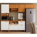 Ver imagem 1 de Jogo de Cozinha Compacta 4 Peças Sicilia 10 portas 1 Gaveta e Nicho -  Freijó UV/Off Acetinado/Ripad