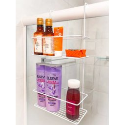 Suporte 2 Andares Porta Shampoo Encaixar No Box Banheiro Organizador Duplo - 3