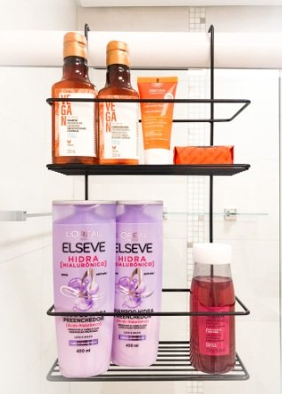 Suporte 2 Andares Porta Shampoo Encaixar No Box Banheiro Organizador Duplo - 2
