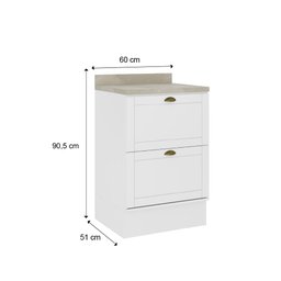 Balcão Milla Mdf 2 Gavetas Branco 60cm Carraro - 3