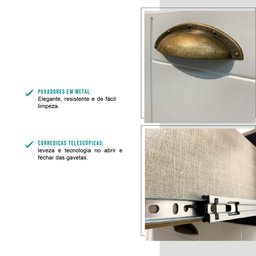 Balcão Milla Mdf 2 Gavetas Branco 60cm Carraro - 4