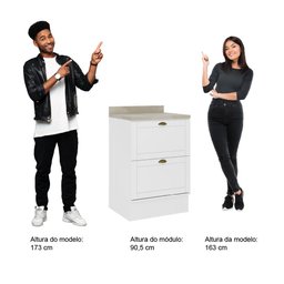 Balcão Milla Mdf 2 Gavetas Branco 60cm Carraro - 6