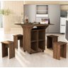 Mesa Aparador Retrátil Basoto Annie com 4 bancos embutidos 100% MDF - Castanho - 2