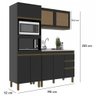 Cozinha Compacta Cecília 7 Portas 3 Gavetas com Vidro Preto - Jcarvalho - 4