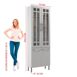 Paneleiro Duplo Modulado Com Vidro Fidelitá Viena 70cm 4 Portas - 4